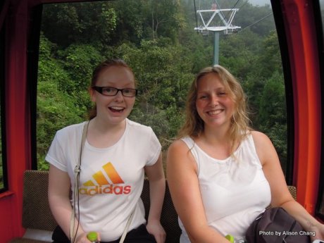 Taylor Meyer and I in the cart on our way up